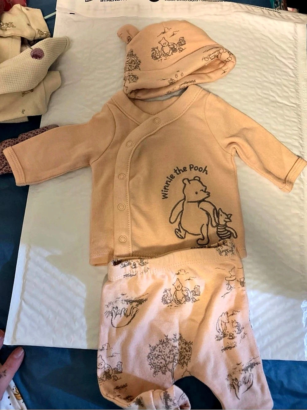 Disney Baby Winnie the Pooh 3-Piece Top Footed Pants and Hat Set Matching Set in